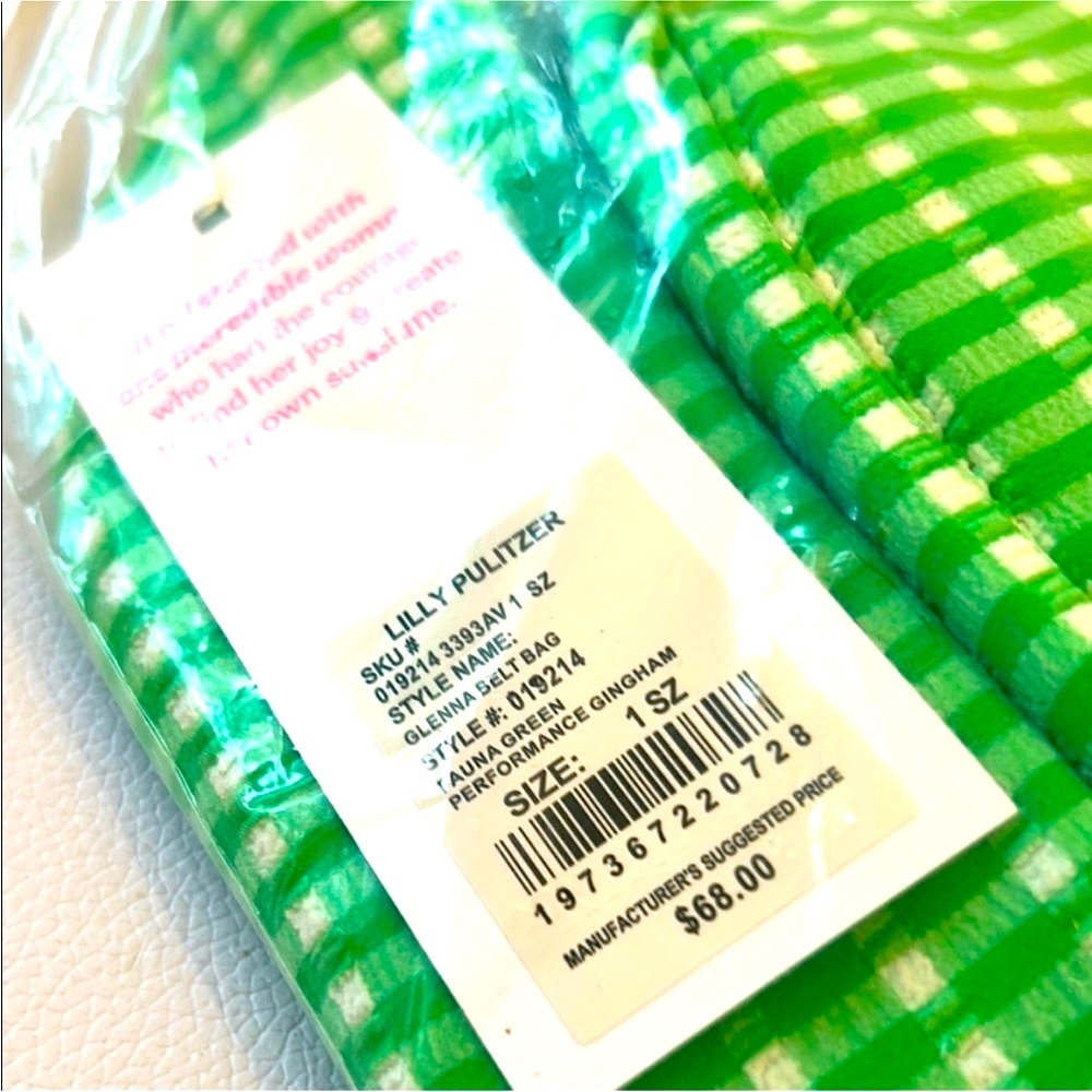 NWT Lilly Pulitzer Glenna Green Checkered Women's Belt bag - Picture 6 of 6